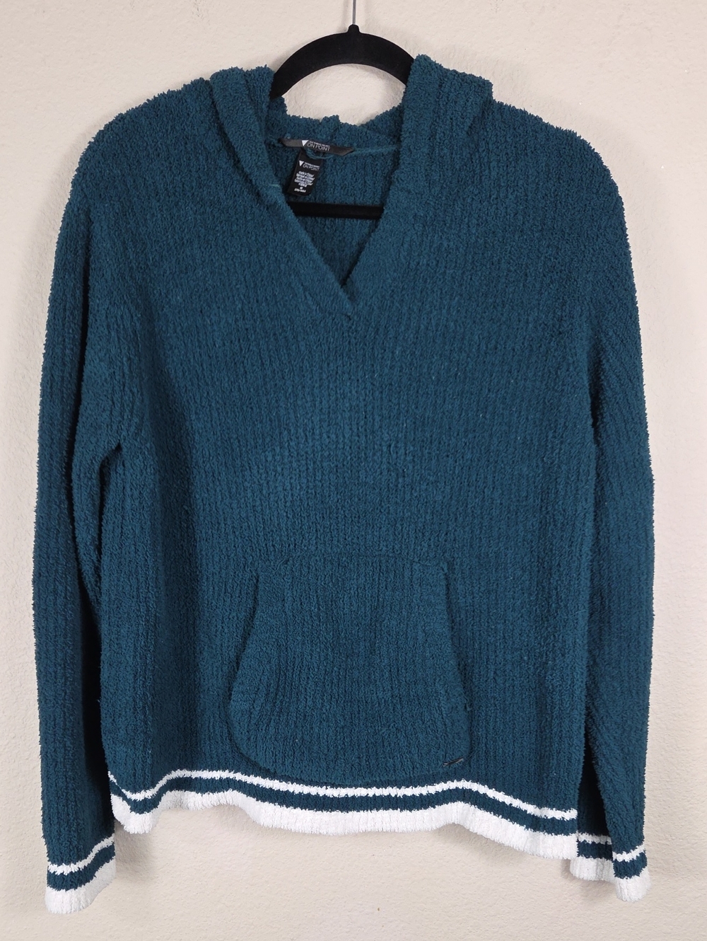 Victoria's Secret On Point Sherpa Pullover Hoodie Sz M Teal Fuzzy Fleece